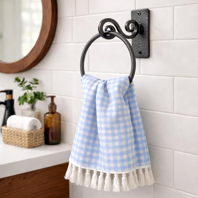 The Metal Magician Round Hand Towel Holder for Bathroom Wall - Kitchen Towel Ring - Aesthetic Design & Heavy Duty Durability - (Spiral Suspension) - (Antique Nickel)