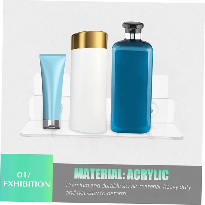 POPETPOP 8pcs Wall Mounted Acrylic Storage Shelf for Bathroom Easy to Install Multi-Functional Organizer for Shampoo Conditioner and Sundries
