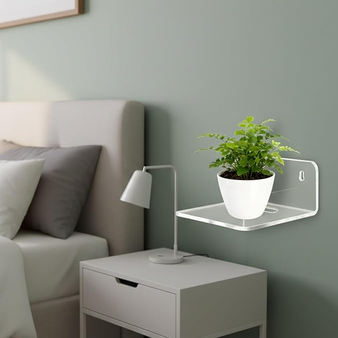 4 Pack Acrylic Shelves for Wall Decor, 4 Inch Window Plant Shelf-Acrylic Small Wall for Bathroom, Bedroom, Living Room, Office and Device Storage