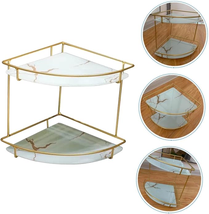 Ipetboom Bathroom Corner Storage Rack Shelf for Toiletries and Cosmetics Easy Install Organizer for Kitchen and Bathroom Space Saving for Clutter Management