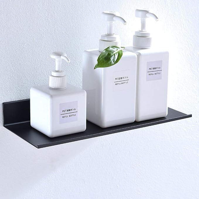 Bathroom Shelf Single Layer Wall Mount Floating Storage Rack in Space Aluminum Rustproof Design for Efficient Bathroom Organization