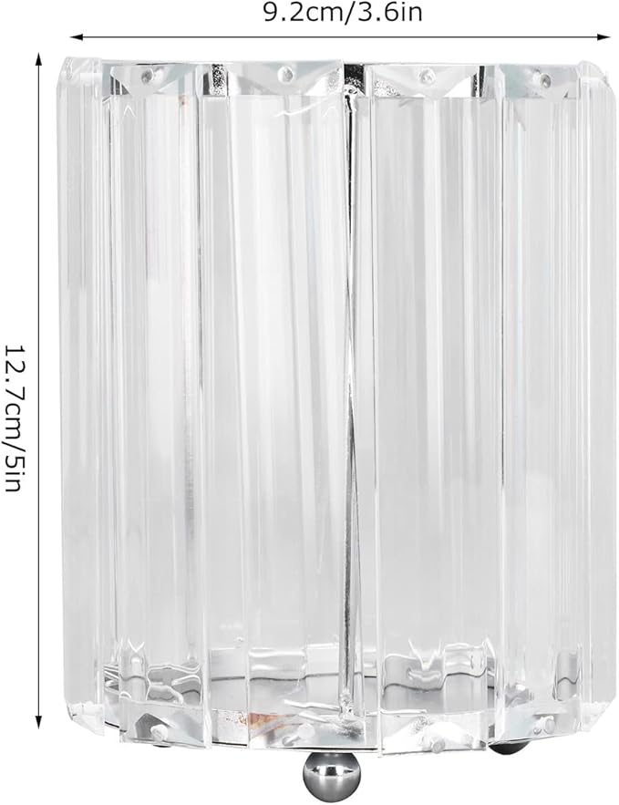 CDQL Cosmetic Brush Holder, Transparent Glass, Round Decorative Box, Pen Storage Organizer, Desktop Makeup Brush Container for Vanity (Silver)