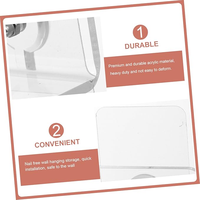 COHEALI 4sets Wall Mounted Acrylic Storage Shelf for Bathroom Kitchen Minimalist Sundries Holder with Smooth Edges No Drilling Required Modern Design 2pcs*4