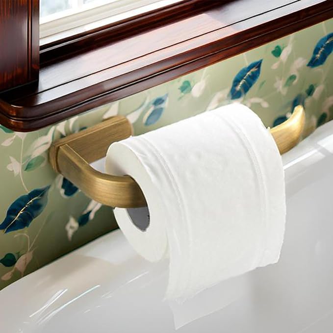Flybath Toilet Paper Holder Antique Brass Toilet Roll Tissue Dispenser for Bathroom Wall Mounted, Brushed Brass