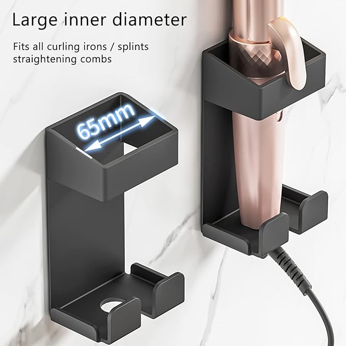 Ejoyous Curling Iron Holder, Stainless Steel Metal Hair Tool Holder Wall Mount Straightener Shelves Organizer Bathroom Shelf for Shaver, Toothpaste, Toothbrush and Remote Control