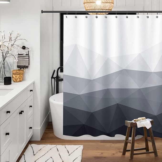 Sunlit Designer Shower Curtain, Popular Shower Curtain, Ombre Cool Gray Fabric Shower Curtains for Bathroom Decor, Contemporary Bathroom Curtains