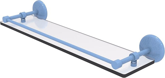 Allied Brass MC-1/22-GAL-FTB Monte Carlo 22 Inch Tempered Glass Shelf with Gallery Rail, Flat Troll Blue