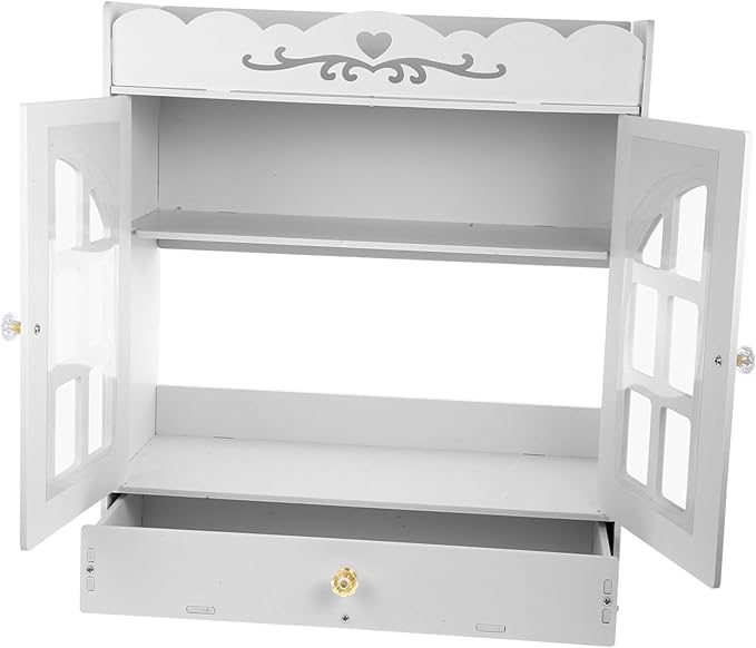 Wall-Mounted Bathroom Cabinet Organizer with Double Doors Vintage Cosmetic Storage Shelf for Toilet Area Multifunctional Space-Saving Locker Shelf