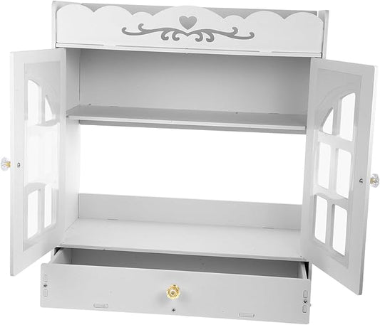 Wall-Mounted Bathroom Cabinet Organizer with Double Doors Vintage Cosmetic Storage Shelf for Toilet Area Multifunctional Space-Saving Locker Shelf