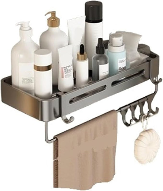 Triangular Wall-Mounted Shelf for Bathroom Or Toilet Area Rectangle Additional Balcony Storage Space for Small Bathrooms(Gray,Rectangle_1PCS with Bars)