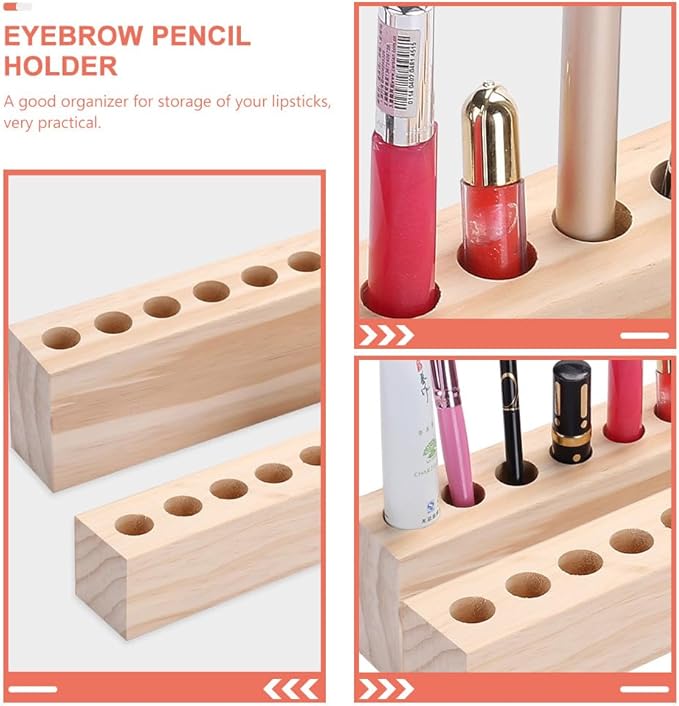 Healeved 2PCS Lipstick Organizer Wood Lipstick Holder Makeup Brush Holder Makeup Brush Display Rack Essential Oil Rack Stand Retail Lip Gloss Holder Cosmetics Storage Container for Vanity