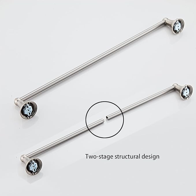 4-Piece Towel Bar Set, 24 Inch Towel Racks for Bathroom Wall Mounted in Brushed Nickel, SUS304 Stainless Steel Complete Bathroom Hardware