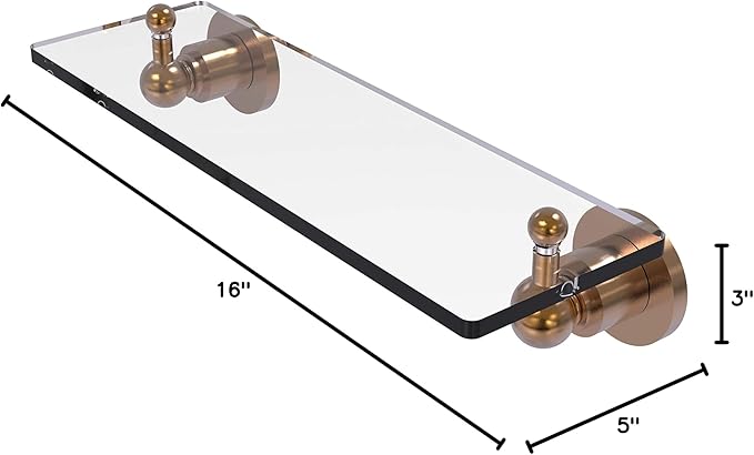 Allied Brass AP-1/16 Astor Place 16 inch Vanity Beveled Edges Glass Shelf, Brushed Bronze