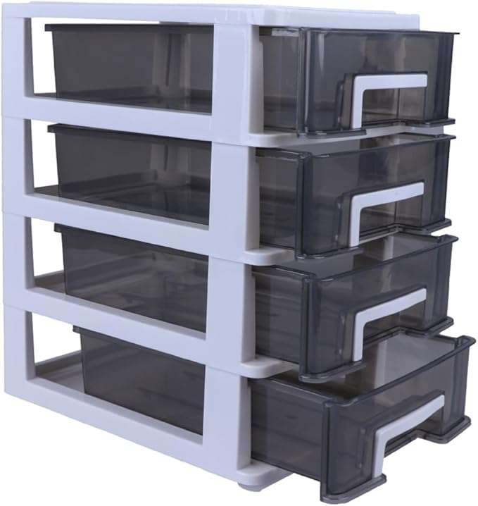 Outanaya Four-layer Plastic Drawer Storage Cabinet Transparent Multifunctional Organizer for Office Bathroom and Home Use Neat and Orderly Desktop Sundries Holder