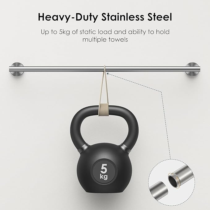 FORIOUS Bathroom Hardware Accessories Set, SUS304 Stainless Steel Towel Bar Set, Modern Towel Racks Holder for Bathroom, Toilet Paper Holder Wall Mounted 4 Pieces(18" Bar, Brushed Nickel)