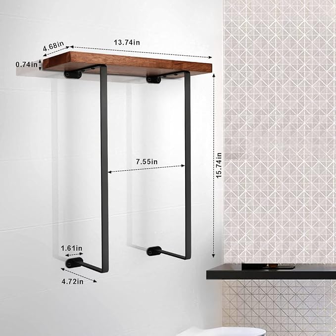 Towel Racks for Bathroom Wall Mounted with Wooden Shelf Bath Towel Holder for Rolled Towels Metal Towel Storage Organizer for Small Bathroom Decor or RV Camper Black