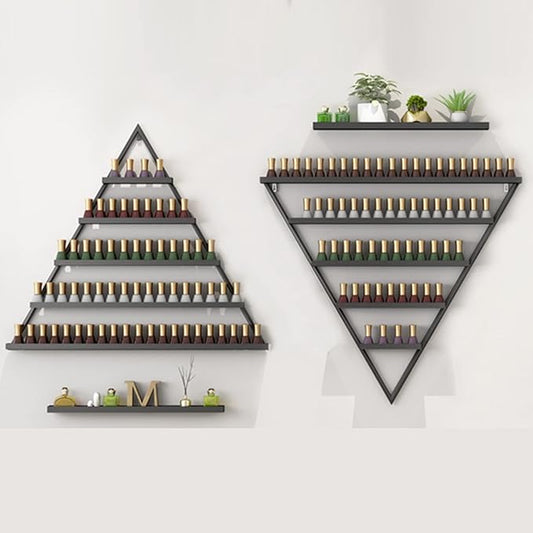 Nail Polish Rack Wall Mounted Perfume Organizer Shelves ,Triangle Nail Polish Metal Holder Essential Oil Display Case Shelf for Home Salon Business Spa, Cosmetics Bottles Storage Cabinet Spice Rack