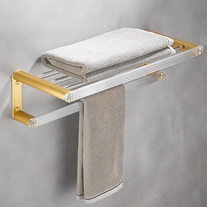 Towel Rack Toilet Golden Bath Towel Holder Bathroom Towel Pendant Set, Model B - Bath Towel Rack