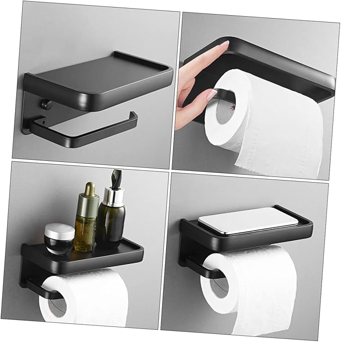 IMIKEYA Wall Phone Holder Punch-Free Bathroom Storage Rack Aluminum Phone Shelf for Toiletries and Cosmetics Easy Installation Suitable for Bathroom and Kitchen