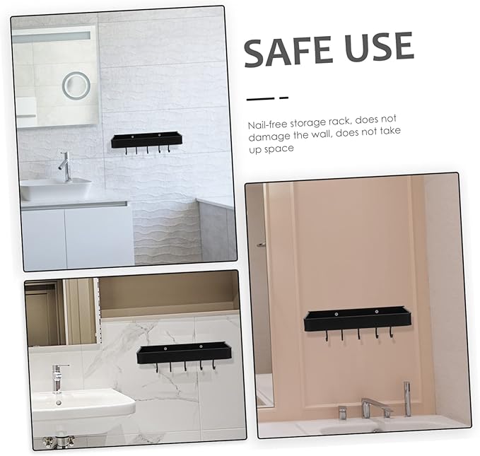 Bathroom Shelf Wall-Mounted Floating Holder Household Storage Rack with Strong Load-Bearing for Home Hotel Kitchen and Washroom Organization