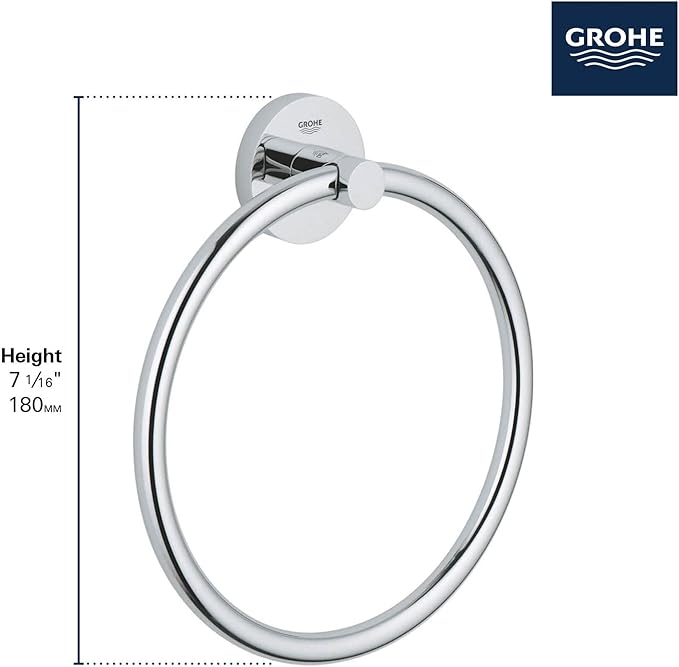 GROHE 403652431 Essentials 8" Towel Ring, Matte Black