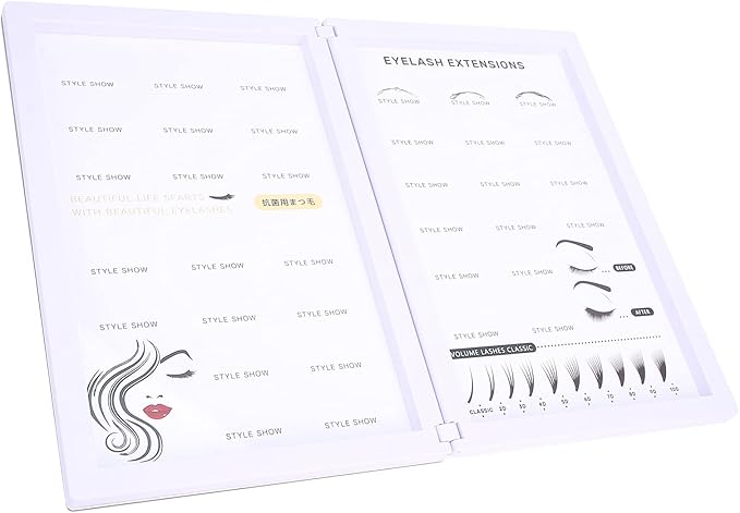 Yinhing Empty Eyelash Display Box,Lash Sample Display Box, Professional False Eyelashes Display Book Organizer Water Proof Makeup Eyelash Display Board