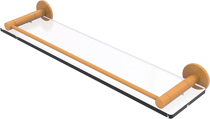 Allied Brass FR-1/22G-GLY Fresno Collection 22 Inch Glass Shelf with Vanity Rail, Golden Yellow