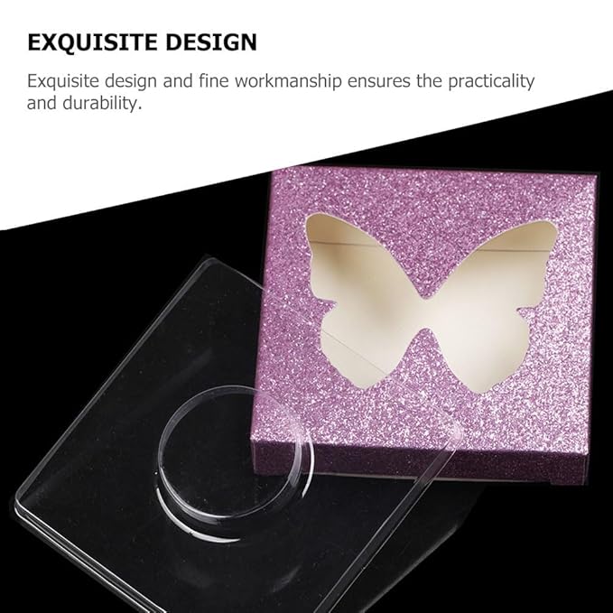 DOITOOL Square Eyelash Box with Lash Tray Butterflies Design False Eyelash Case Compact Storage Organizer for Makeup 2.83X2.83X0.47In Set of 10