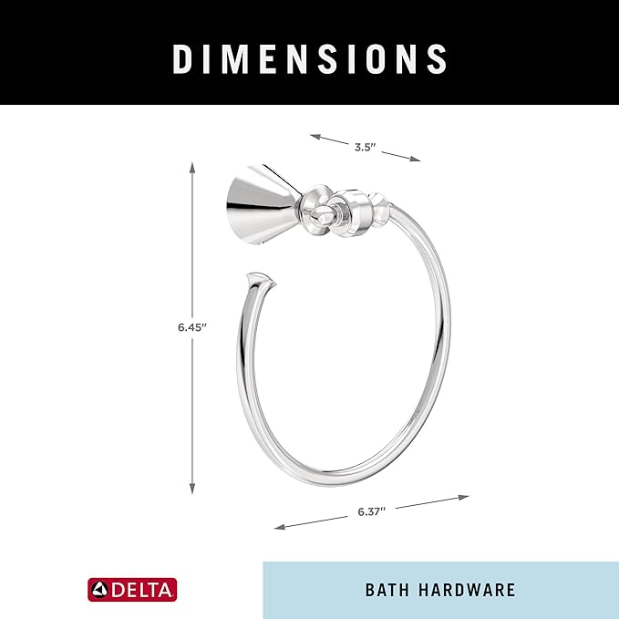 Delta VES46-PC Vessona Wall Mount Round Open Towel Ring Bath Hardware Accessory in Polished Chrome