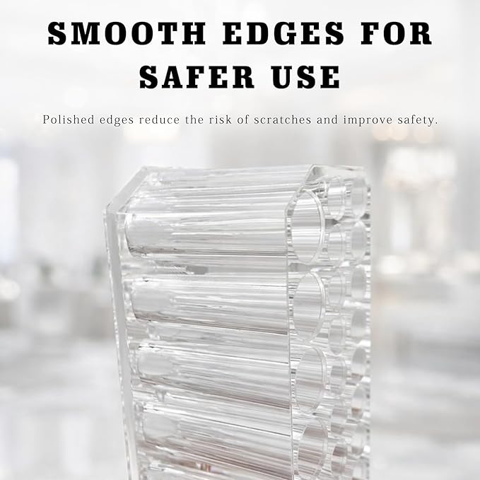 Clear Acrylic Eyeliner & Lip Liner Organizer Holder ?€? 26-Slot Makeup Pencil Storage with Compact Design for Vanity and Professional Use