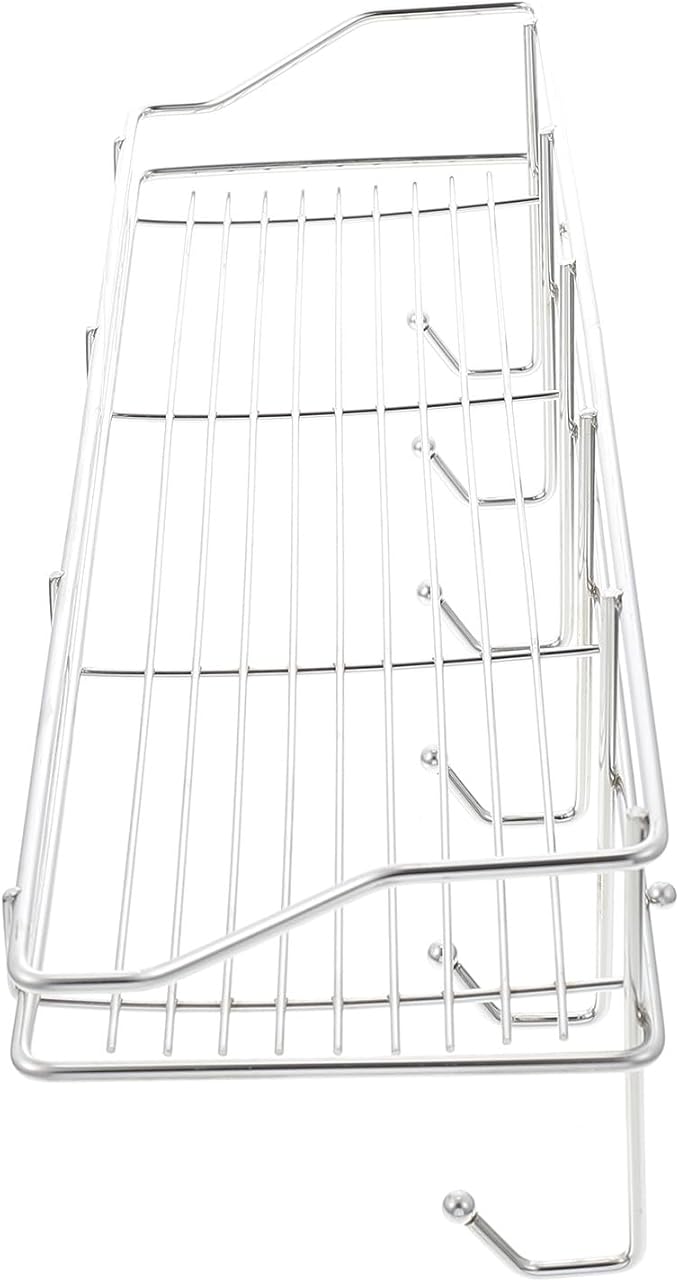 BESPORTBLE Stainless Steel Bathroom Shelf with Suction Cups, Punch-Free Wall-Mounted Storage Rack with Hooks for Kitchen and Bathroom Organization