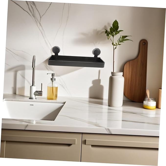MAGICLULU Bathroom Shelf Wall Organizer Suction Cup Storage Rack for Toiletries Makeup No Drill Installation Stylish Design for Smooth Surfaces Efficient Bathroom Organization