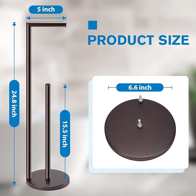 Toilet Paper Holder Stand,Toilet Paper Holder Free Standing,Bronze Toilet Stand Holder for 4 Rolls,Toilet Paper Storage by Bathth