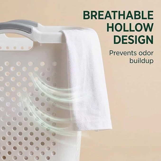 2 Pack 2.5 Bushels Plastic Laundry Baskets, Equipped with Reinforced Comfortable Handles, With Breathable Design, Suitable for Sorting Clothes, Suitable for Use in Households, Dormitories, Apartments.