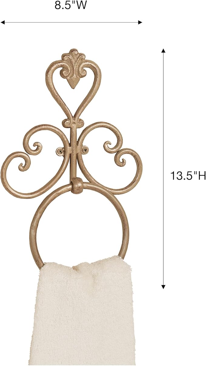 Aldabella Handpainted Towel Ring Satin Gold - 13.5 Inches High