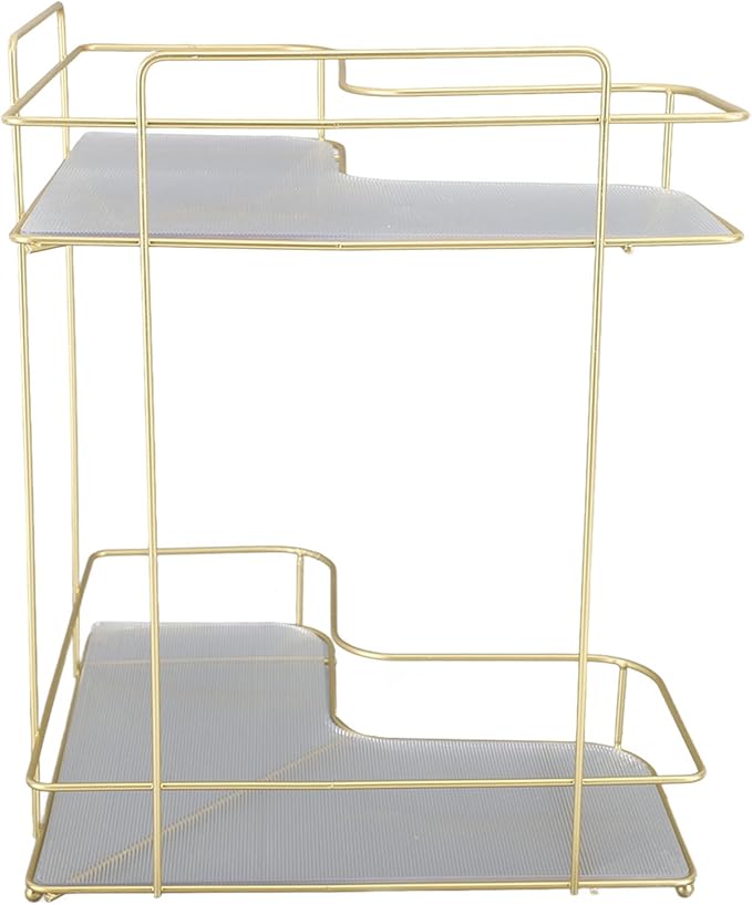 Corner Bathroom Organizer Shelf, Large Capacity Corner Storage Rack, Acrylic and Iron Frame with Adjustable Shelves, Rustproof Bathroom Shelf Organizer for Toilet Kitchen Dressing (Countertop Model
