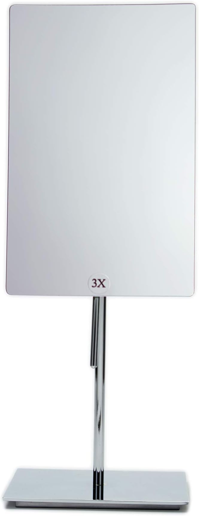 Marriott Minimalist Table-Top Vanity Mirror - Swivel Vanity Mirror with 3X Magnification - Sleek Chrome Finish
