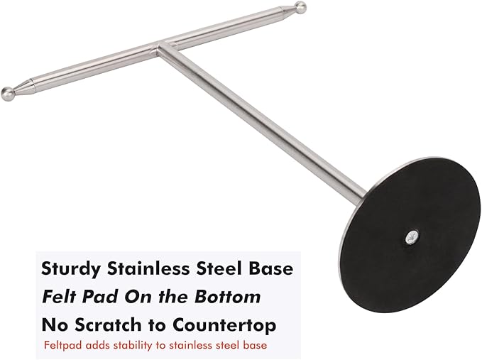 Hand Towel Holder Stand for Bathroom Vanity Countertop Stainless Steel T-Shape Free Standing Towel Rack Stand Towel Bar for Bathroom Kitchen (Brushed Nickel)