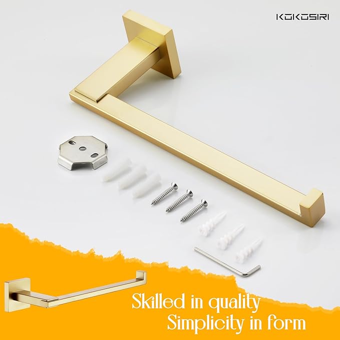 KOKOSIRI Bathroom Towel Bar Wall Mount Hand Towel Holder Hanger for Bathroom Storage and Organization Wall Mount, Brushed Gold Stainless Steel B3006BG
