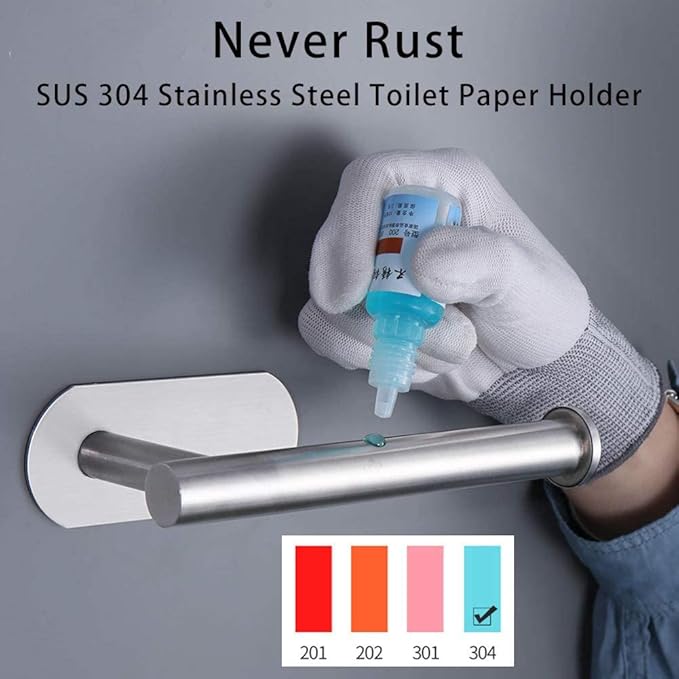 DGWHYC 3M Self-Adhesive Toilet Paper Holder No Drilling, SUS 304 Stainless Steel Brushed Nickel Wall Mounted Tissue Roll Holder for Bathroom, RV, Kitchen, Easy Install, Rust-Proof (DG-TPA22 Silver)