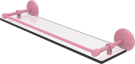 Allied Brass MC-1/22-GAL-PNK Monte Carlo 22 Inch Tempered Glass Shelf with Gallery Rail, Pink