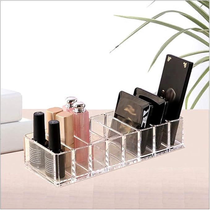 Makeup Cosmetic Display Case with 8 Slots, Skincare Organizers, Clear Makeup Storage Drawers Storage, Beauty Compact Blush (Transparent)