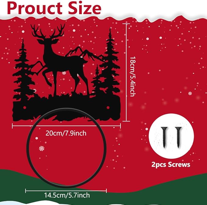MAYJOYDIY Deer Metal Towel Ring Forest Animal Mountain Towel Holder Bath Towel Ring Wall Mounted Metal Towel Rack for Bathroom Kitchen Towel Hanger Home Decors Gift