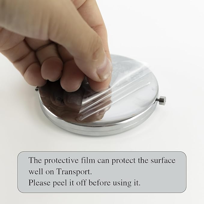 Silver Compact Mirror for Purse, Double-Sided 1X/2X Magnifying, Portable Travel Makeup Mirror, Folding Mini Pocket Mirrors(Silver)