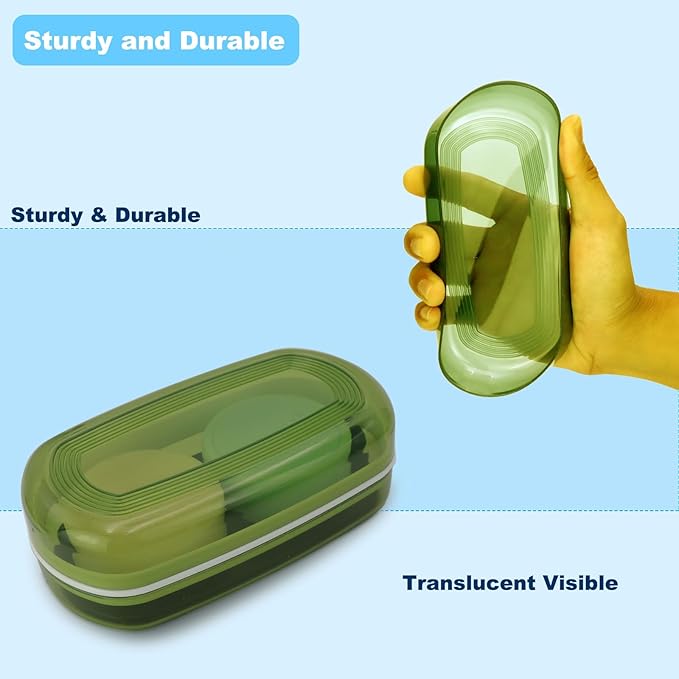 HAYSNA Solid Shampoo Bar Holder, Large Bar Soap Holder, Travel Soap Container, Soap Box with Draining Layer, Soap Case for Bathroom, Traveling, Gym, Camping (Green Style-1-Large)