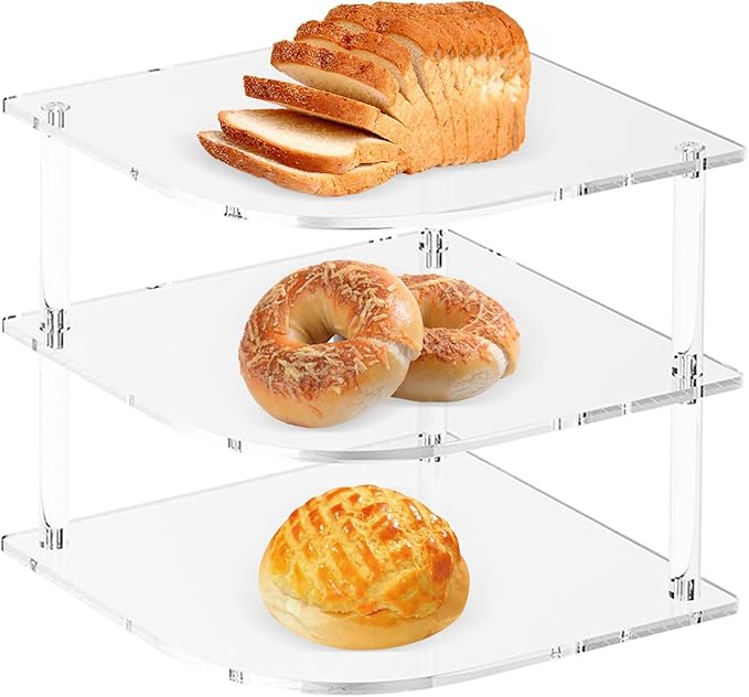 3 Tier Clear Acrylic Shelves, Non Slip Space-Saving Storage Organizer for Bathroom Kitchen Countertop Home and Restaurant, Acrylic Shelving for Toiletries Spices Decorative Items