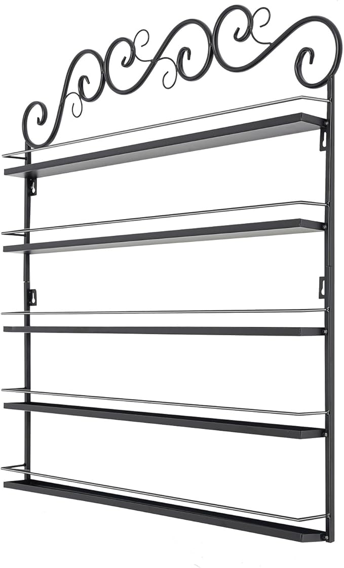 Metal Nail Polish Racks, 5-Tier Wall Mounted Nail Polish Display Holder Organizer Rack for Home Salon Business Spa L26 X W2.2 (Black)