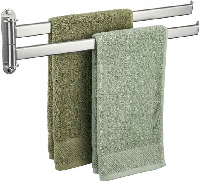 KES 19.5-Inch Bathroom Towel Rack, Swivel Towel Rack 2-Arm, Swing Out Double Towel Bar Wall Mounted, SUS304 Stainless Steel Brushed Finish, A2104S2L50-2