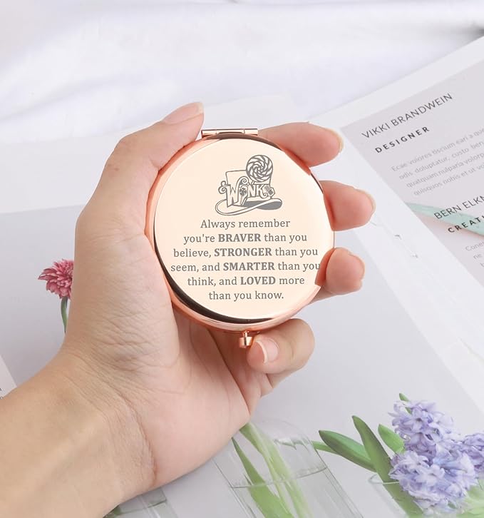 WSNANG Willy Musical Inspired Gift Chocolate Makeup Mirror for Fans and Musical Lover Chocolate Lover Gift (WW Mirror)