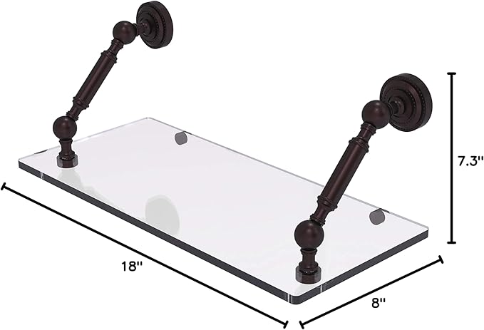 Allied Brass DT-1-18 Dottingham Collection 18 Inch Floating Glass Shelf, Antique Bronze